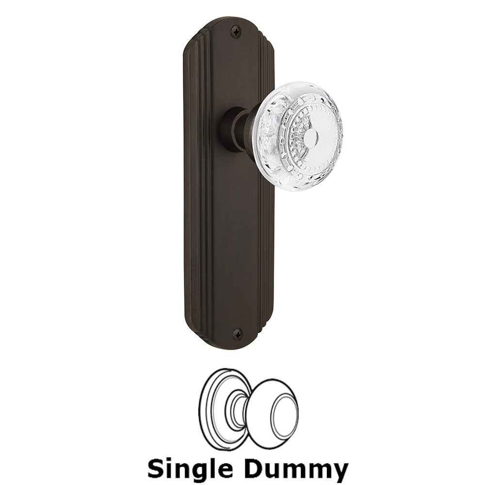 Nostalgic Warehouse Single Dummy - Deco Plate With Crystal Meadows Knob in Oil-Rubbed Bronze