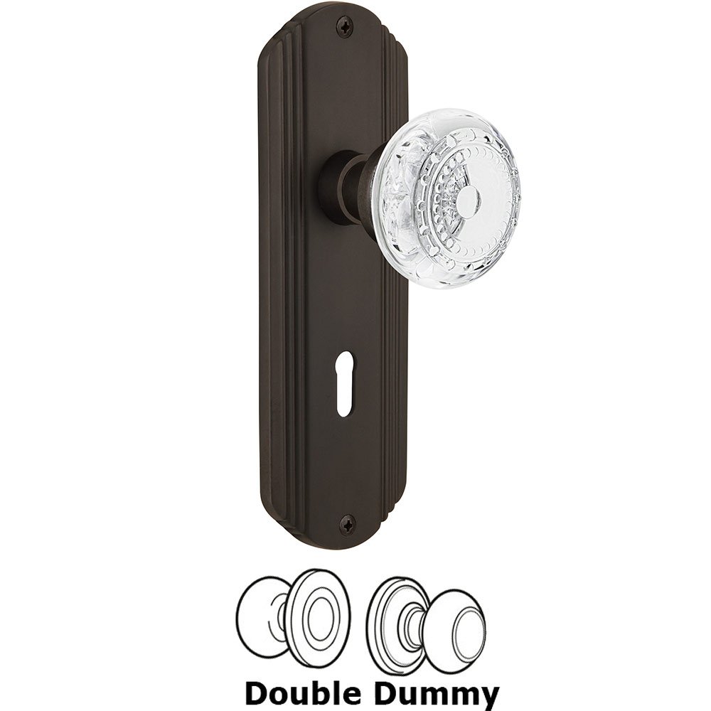 Nostalgic Warehouse Double Dummy - Deco Plate With Keyhole and Crystal Meadows Knob in Oil-Rubbed Bronze