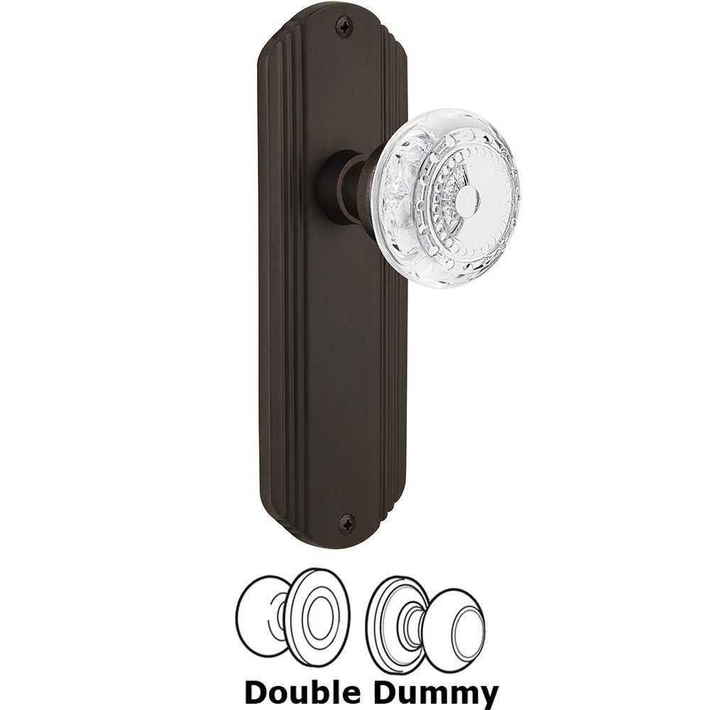 Nostalgic Warehouse Double Dummy - Deco Plate With Crystal Meadows Knob in Oil-Rubbed Bronze
