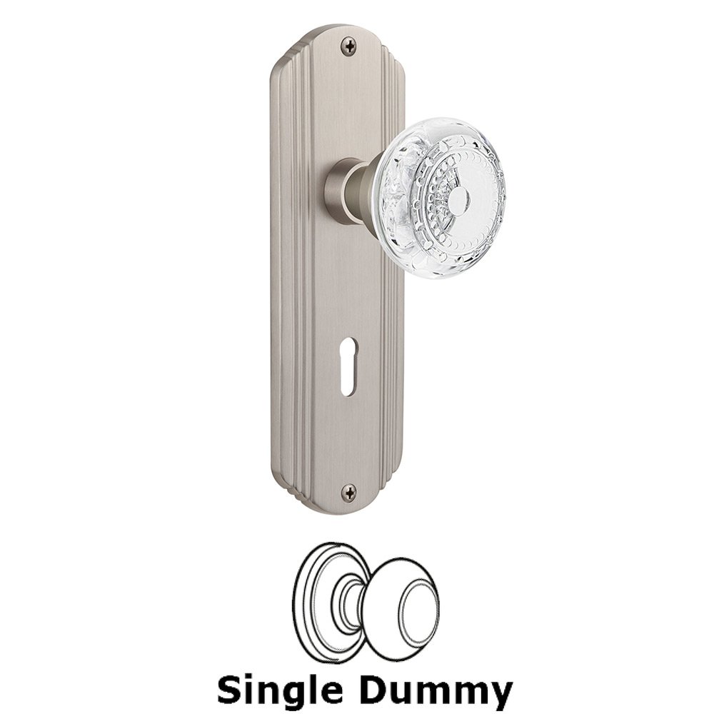 Nostalgic Warehouse Single Dummy - Deco Plate With Keyhole and Crystal Meadows Knob in Satin Nickel