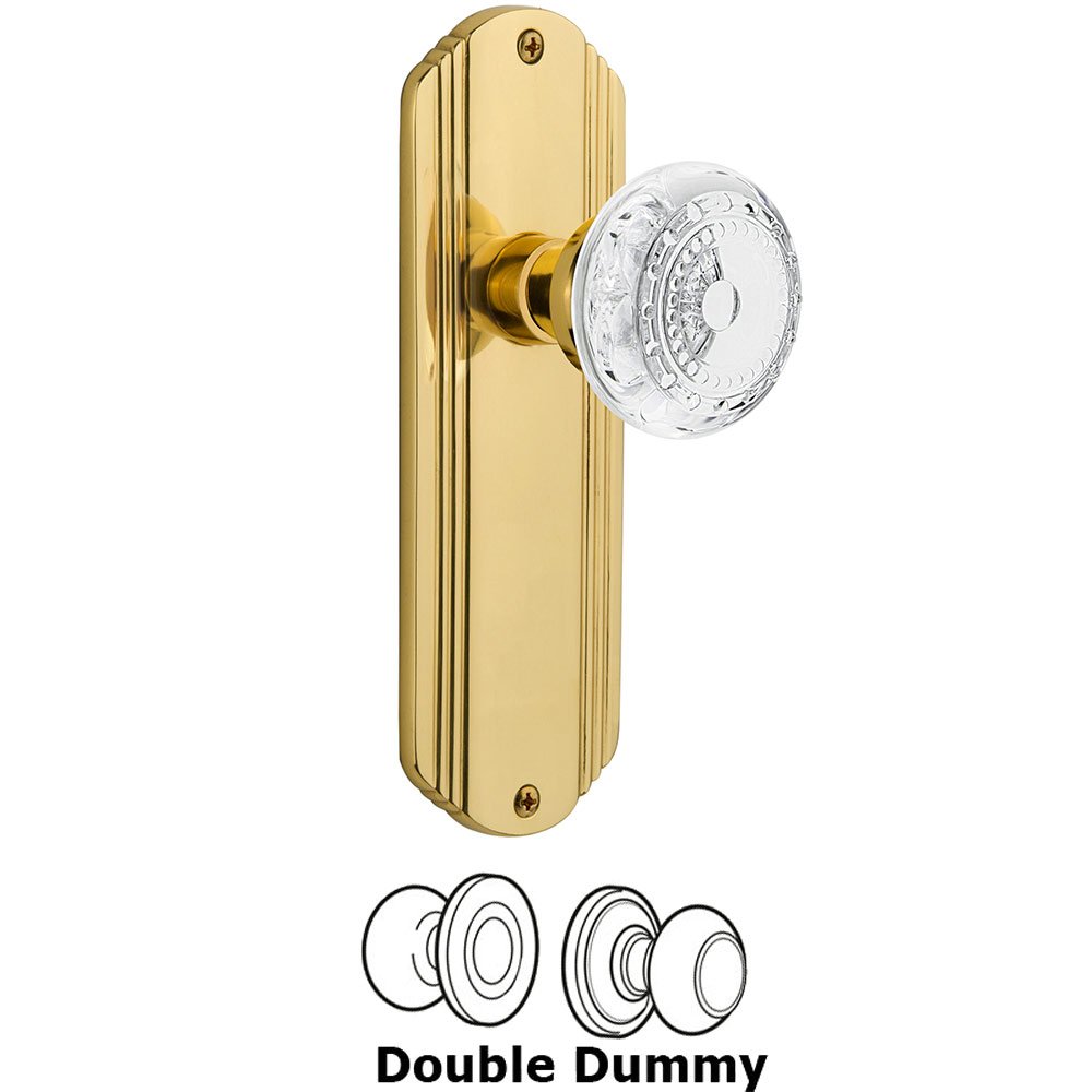 Nostalgic Warehouse Double Dummy - Deco Plate With Crystal Meadows Knob in Polished Brass