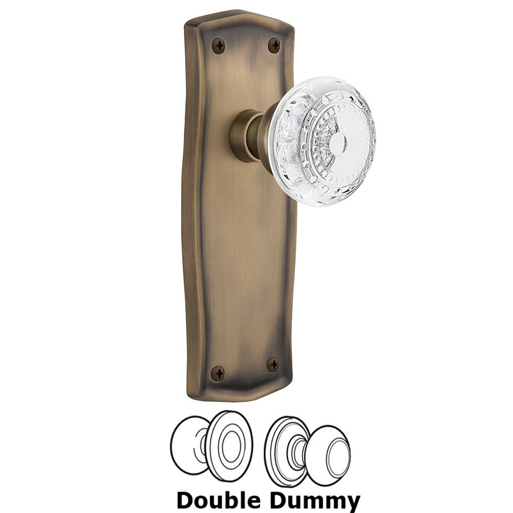 Nostalgic Warehouse Double Dummy - Prairie Plate With Crystal Meadows Knob in Antique Brass
