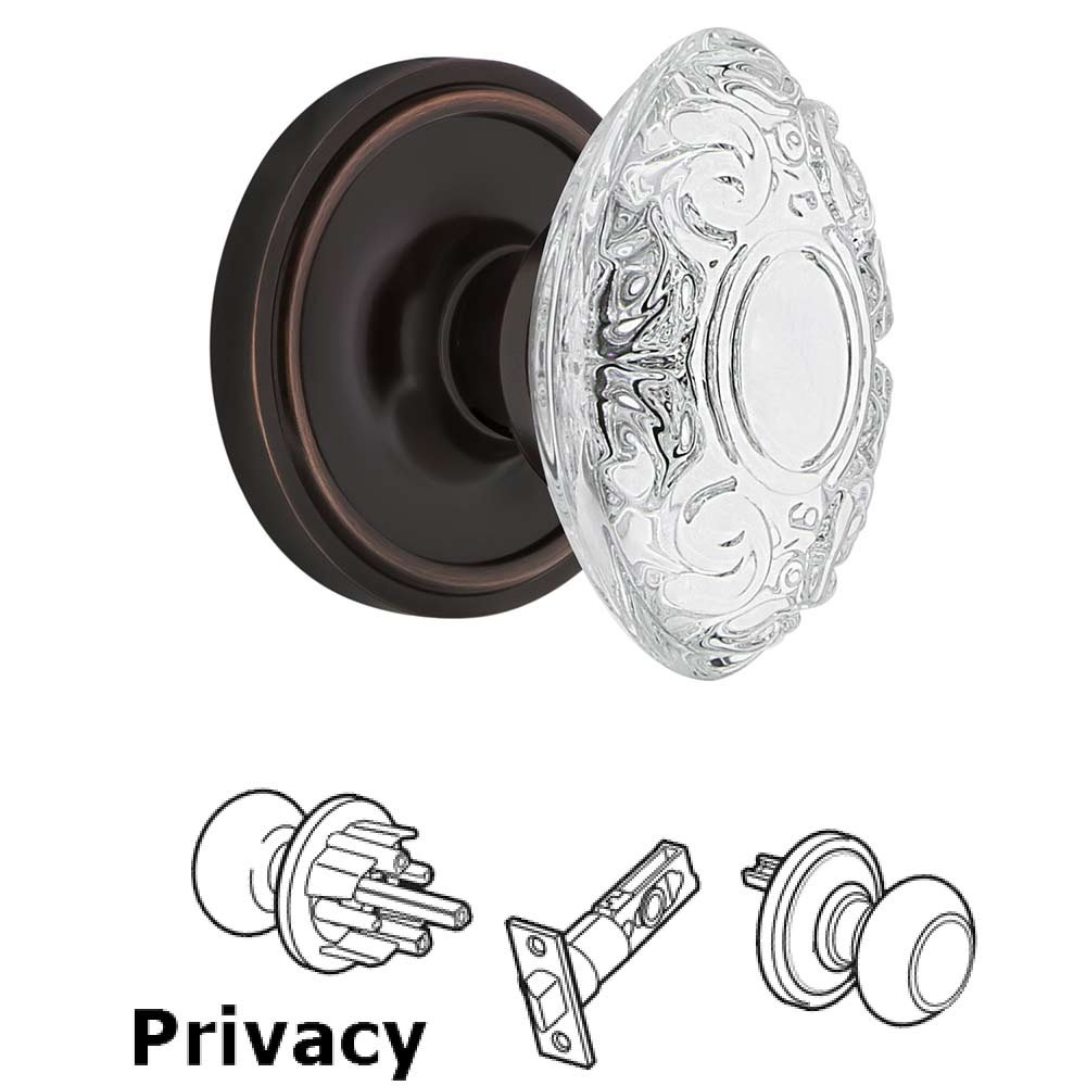 Nostalgic Warehouse Privacy - Classic Rosette With Crystal Victorian Knob in Timeless Bronze