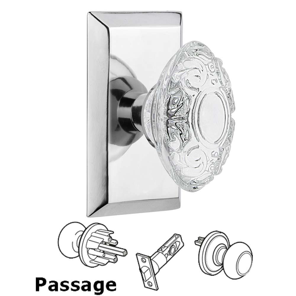 Nostalgic Warehouse Passage - Studio Plate With Crystal Victorian Knob in Bright Chrome