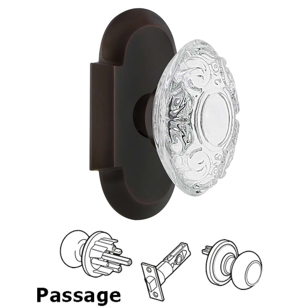 Nostalgic Warehouse Passage - Cottage Plate With Crystal Victorian Knob in Timeless Bronze