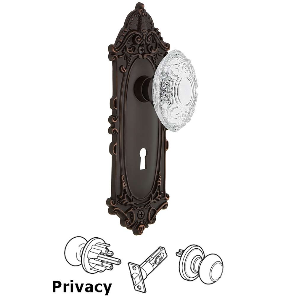 Nostalgic Warehouse Privacy - Victorian Plate With Keyhole and Crystal Victorian Knob in Timeless Bronze
