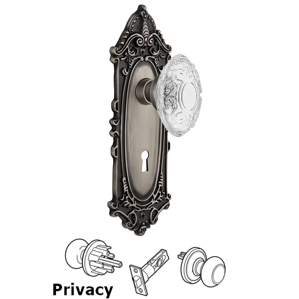 Nostalgic Warehouse Privacy - Victorian Plate With Keyhole and Crystal Victorian Knob in Antique Pewter
