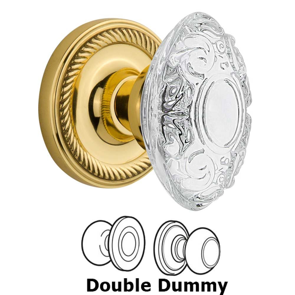 Nostalgic Warehouse Double Dummy - Rope Rosette With Crystal Victorian Knob in Unlacquered Brass