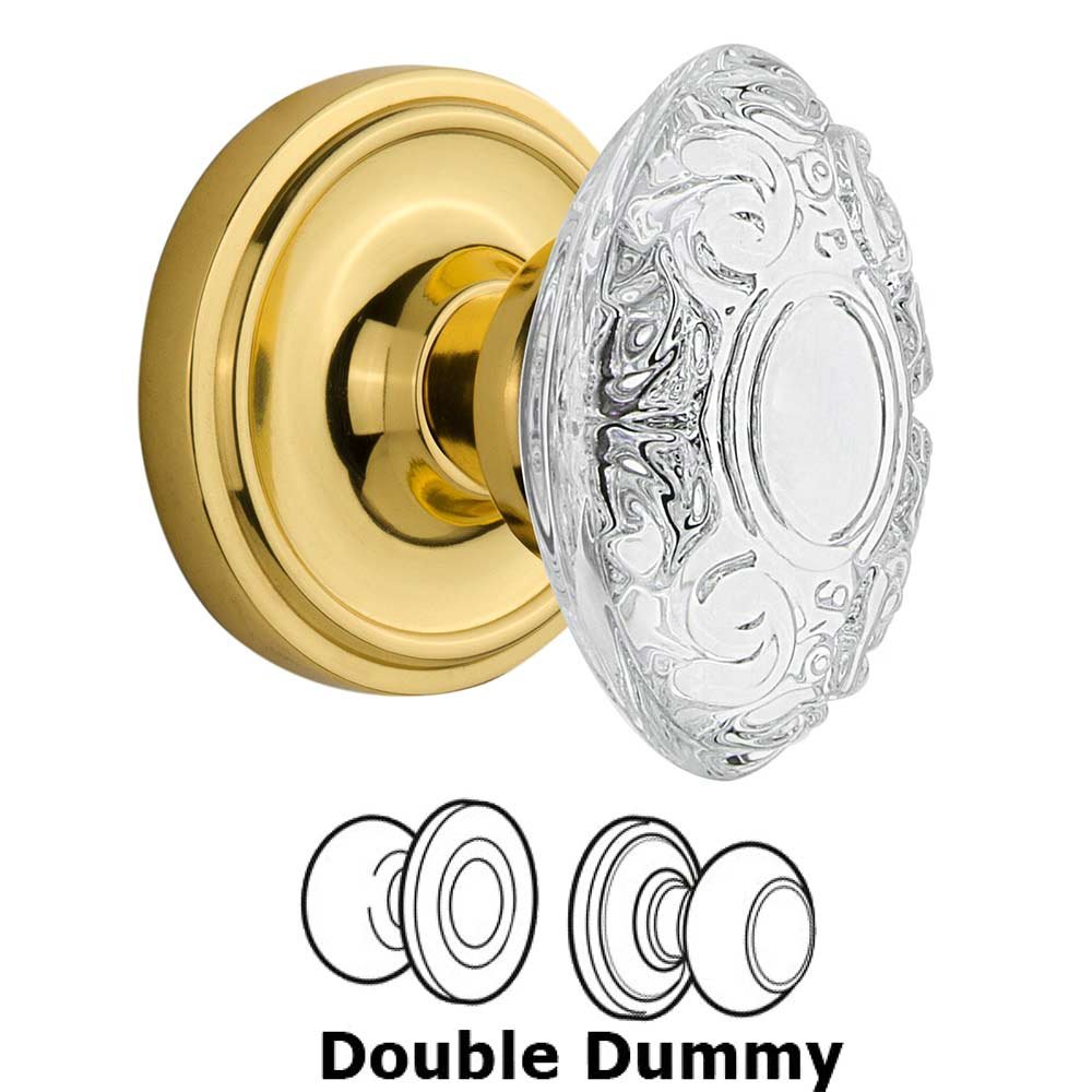Nostalgic Warehouse Double Dummy Classic Rosette With Crystal Victorian Knob in Unlacquered Brass