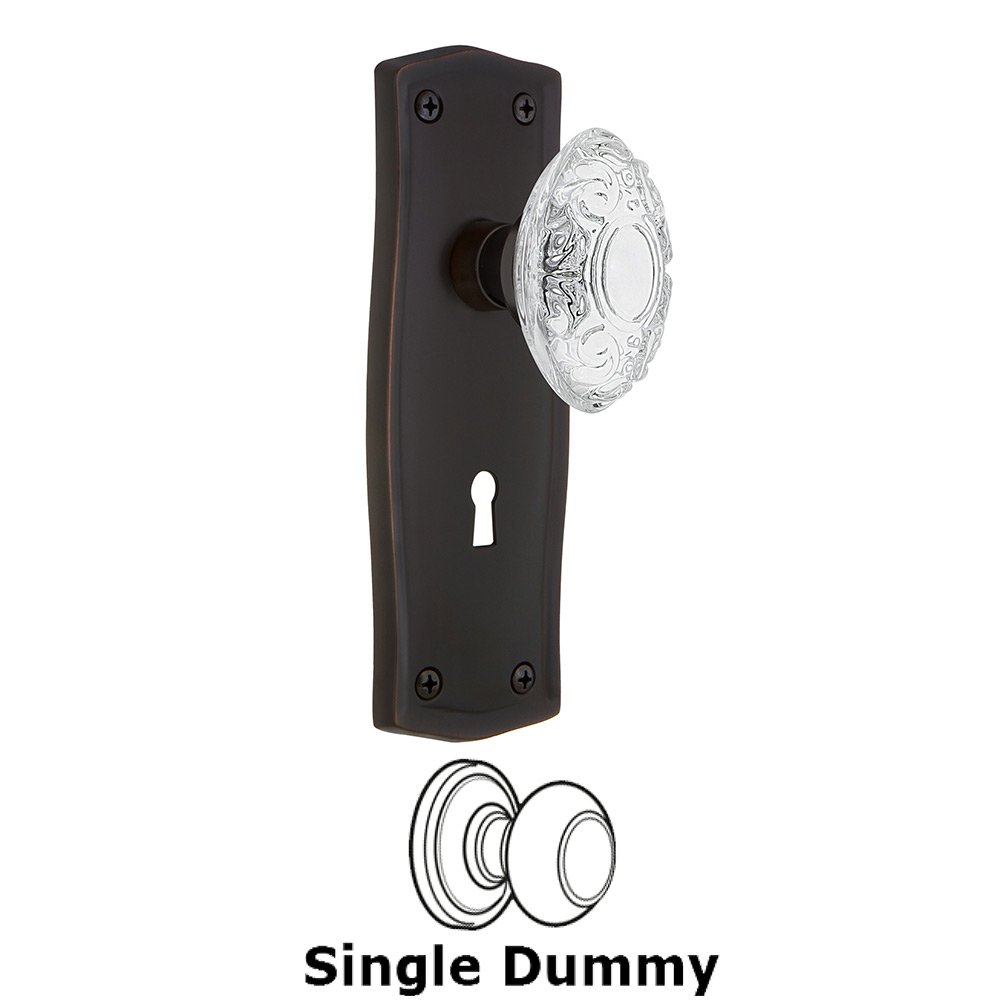 Nostalgic Warehouse Single Dummy - Prairie Plate With Keyhole and Crystal Victorian Knob in Timeless Bronze