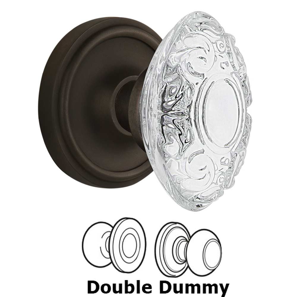 Nostalgic Warehouse Double Dummy Classic Rosette With Crystal Victorian Knob in Oil-Rubbed Bronze