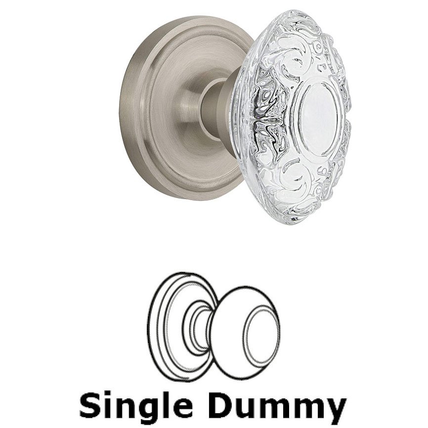 Nostalgic Warehouse Single Dummy Classic Rosette With Crystal Victorian Knob in Satin Nickel