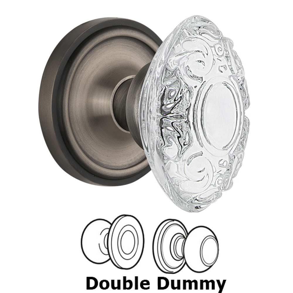 Nostalgic Warehouse Double Dummy Classic Rosette With Crystal Victorian Knob in Antique Pewter