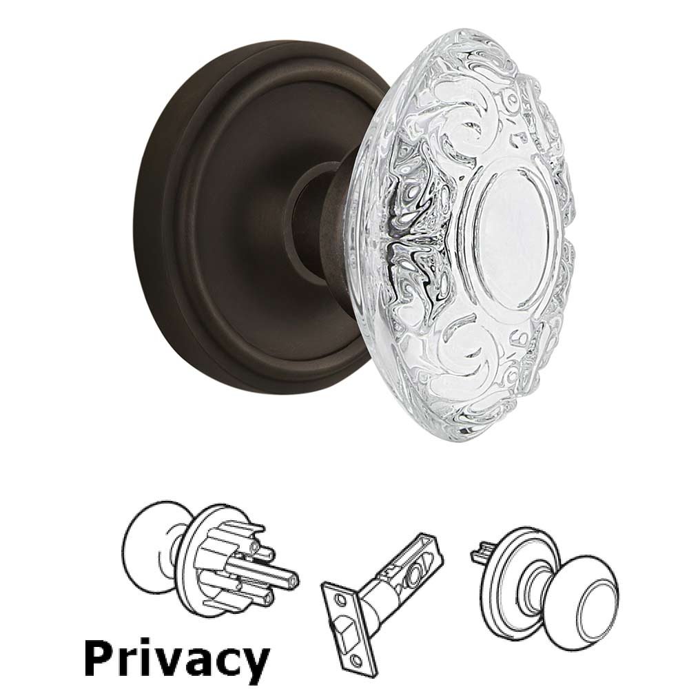 Nostalgic Warehouse Privacy - Classic Rosette With Crystal Victorian Knob in Oil-Rubbed Bronze