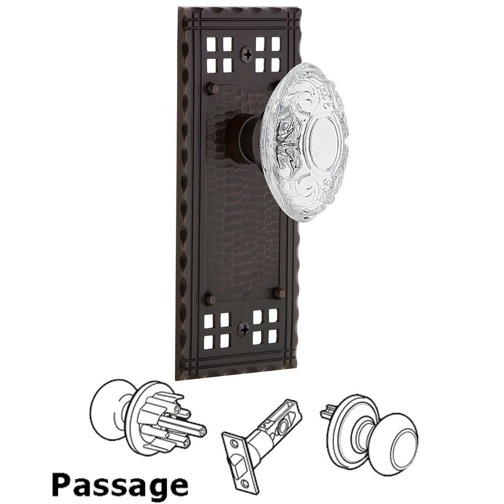 Nostalgic Warehouse Passage Craftsman Plate With Crystal Victorian Knob in Timeless Bronze