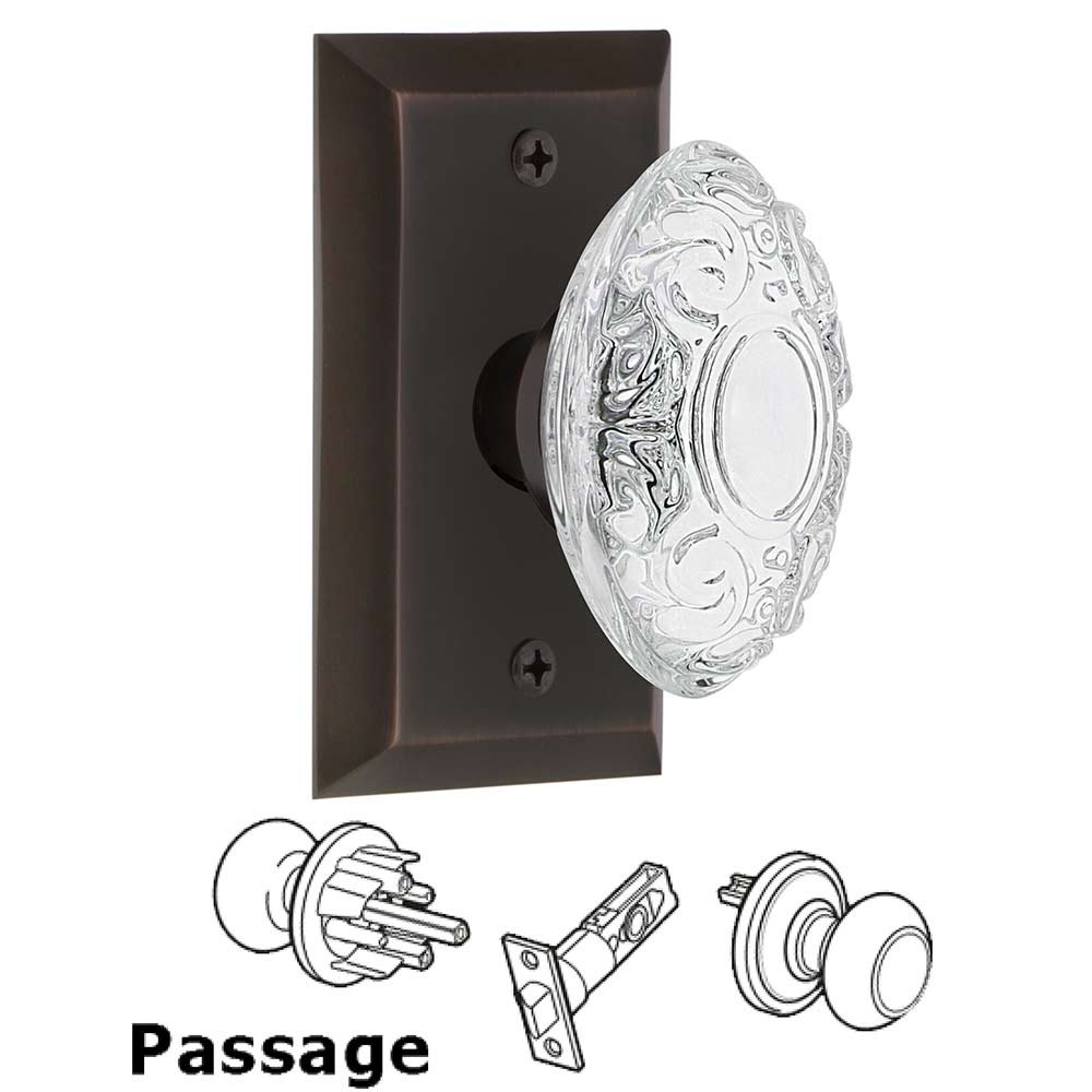 Nostalgic Warehouse Passage - Studio Plate With Crystal Victorian Knob in Timeless Bronze