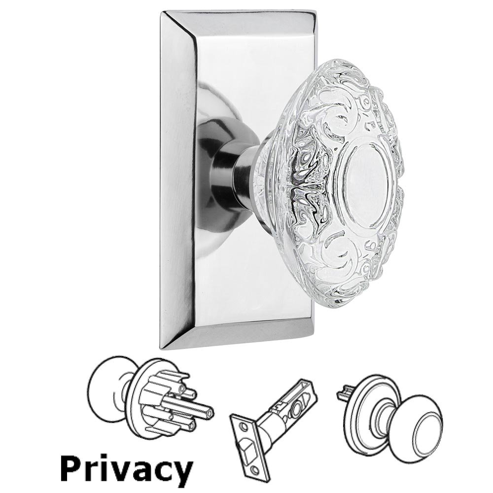 Nostalgic Warehouse Privacy - Studio Plate With Crystal Victorian Knob in Bright Chrome