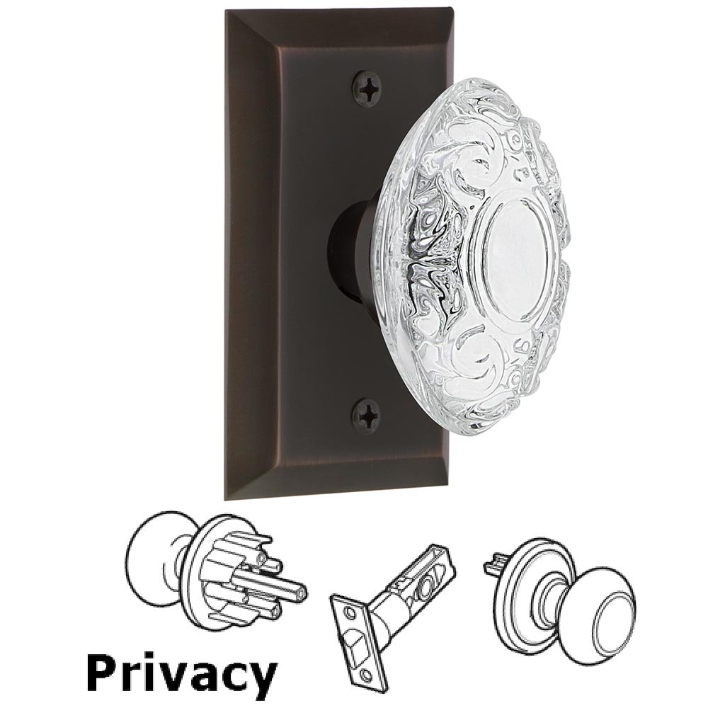 Nostalgic Warehouse Privacy - Studio Plate With Crystal Victorian Knob in Timeless Bronze