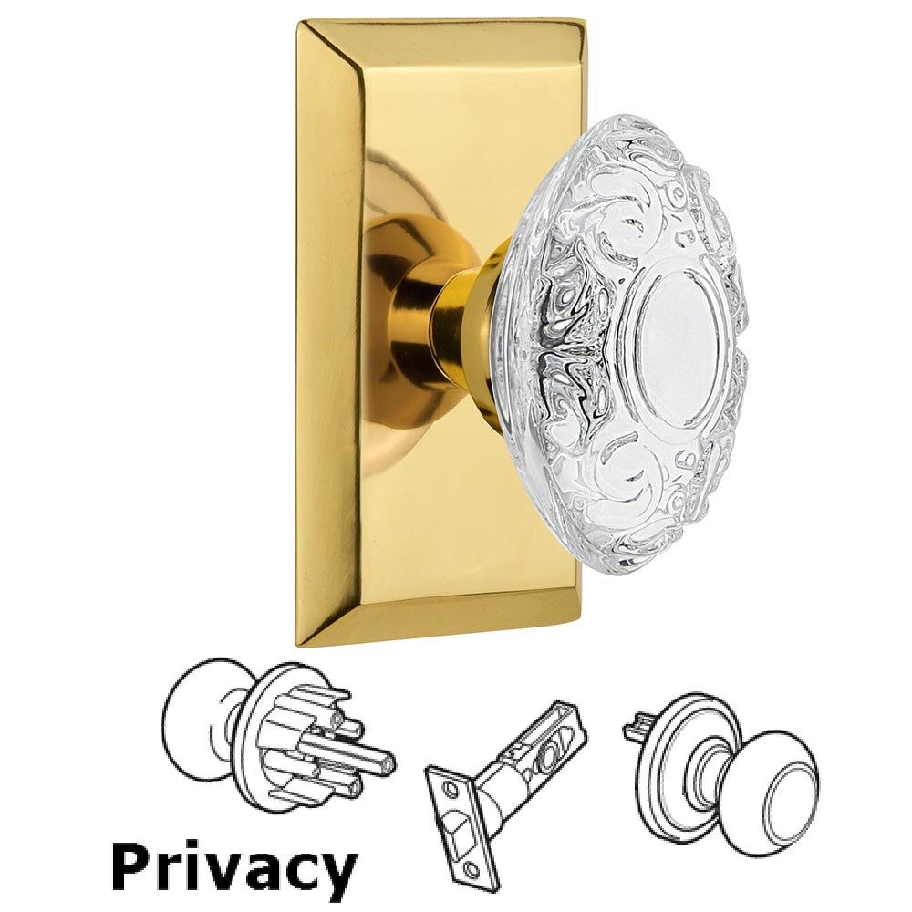 Nostalgic Warehouse Privacy - Studio Plate With Crystal Victorian Knob in Polished Brass
