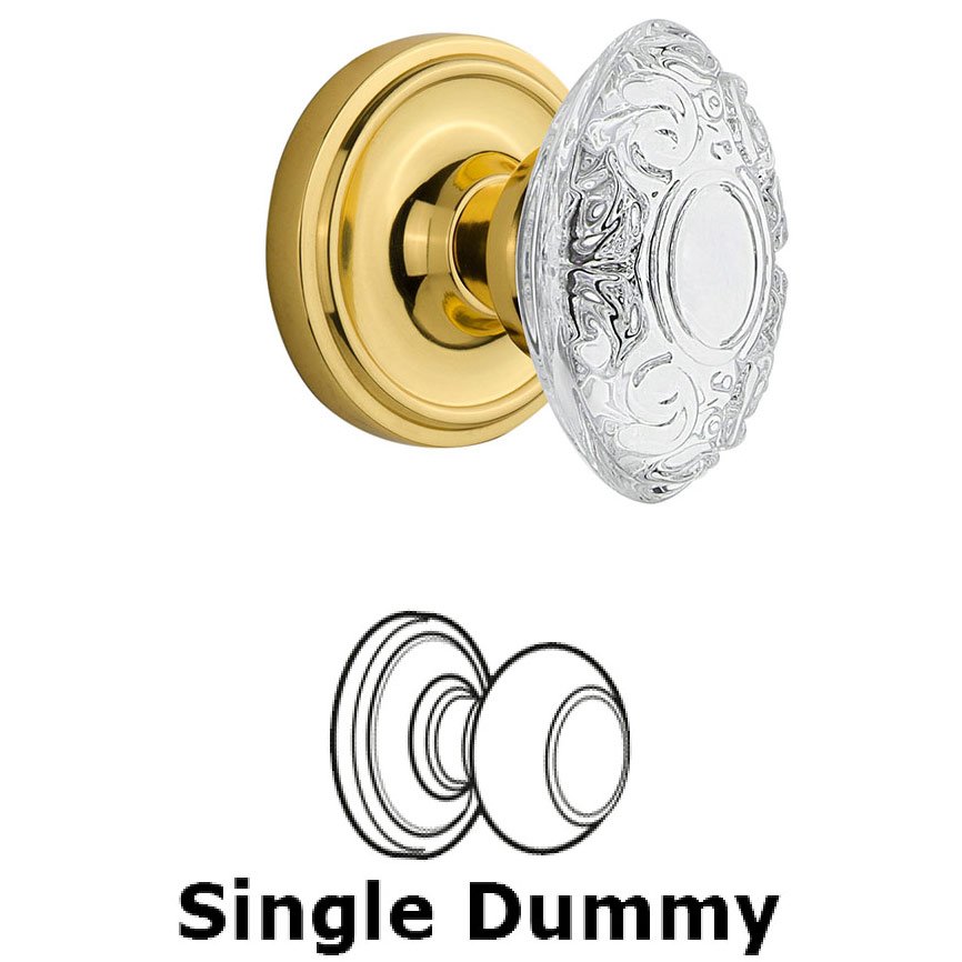 Nostalgic Warehouse Single Dummy Classic Rosette With Crystal Victorian Knob in Unlacquered Brass