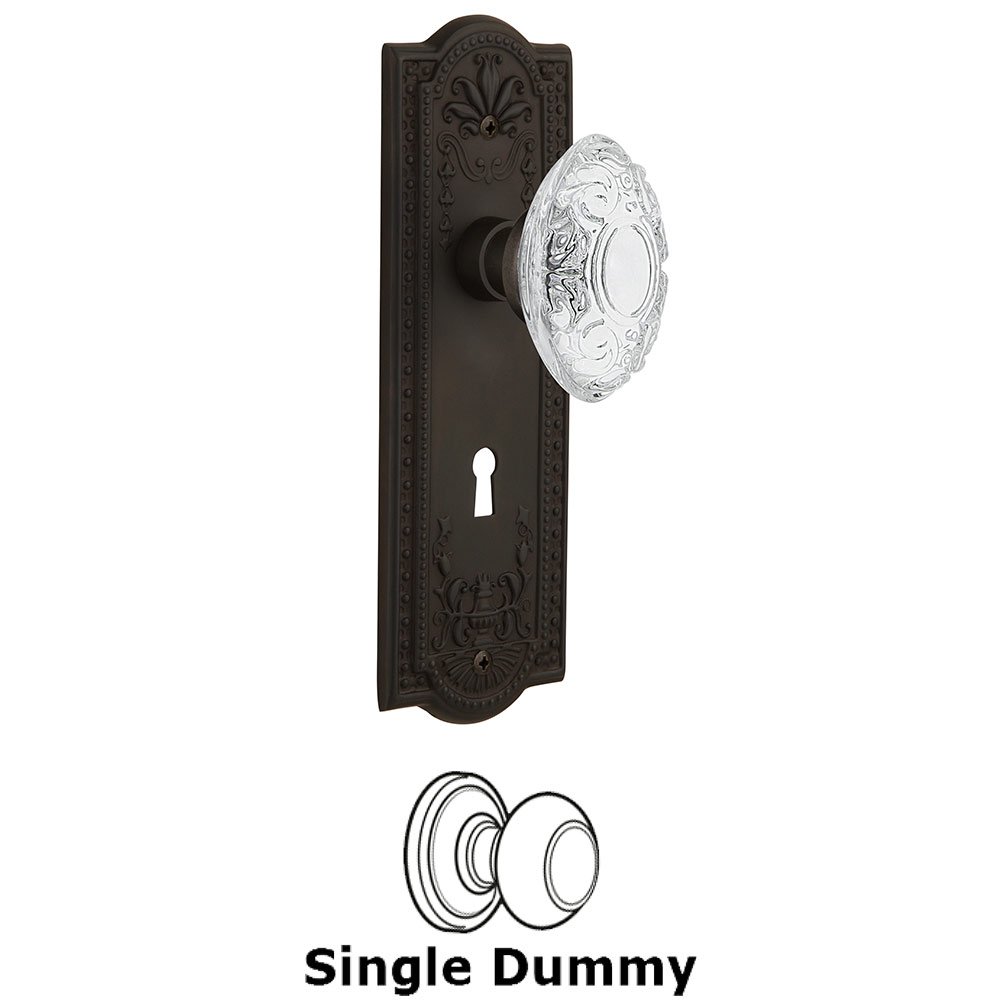 Nostalgic Warehouse Single Dummy - Meadows Plate With Keyhole and Crystal Victorian Knob in Oil-Rubbed Bronze