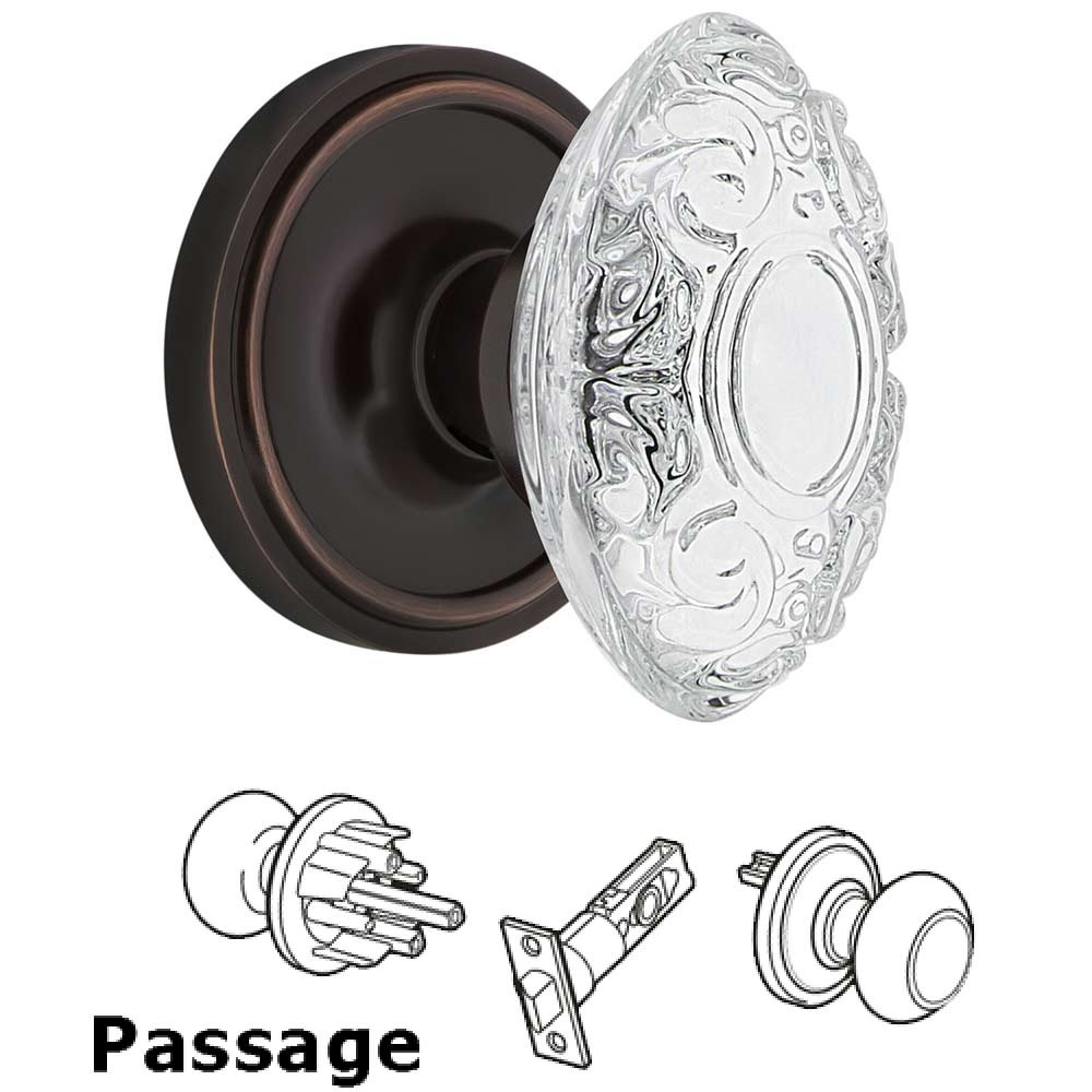 Nostalgic Warehouse Passage - Classic Rosette With Crystal Victorian Knob in Timeless Bronze