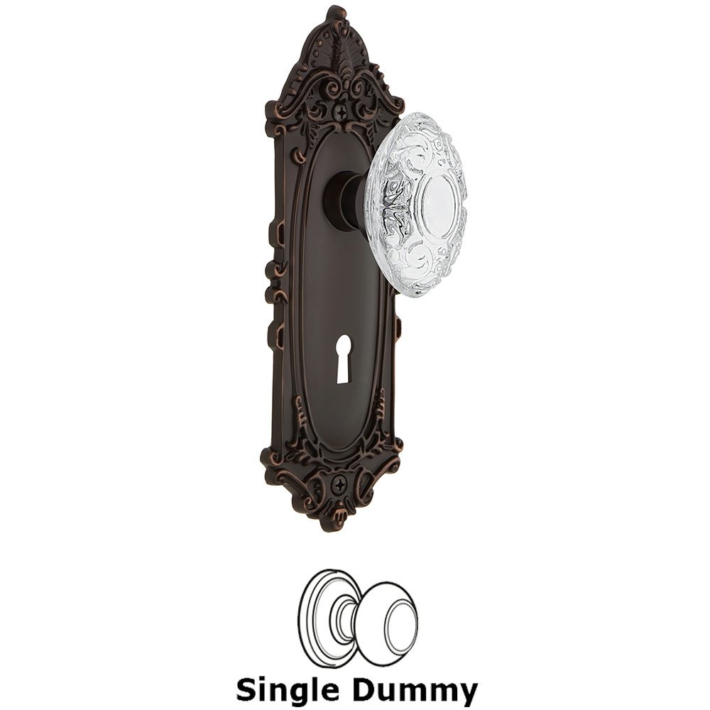Nostalgic Warehouse Single Dummy - Victorian Plate With Keyhole and Crystal Victorian Knob in Timeless Bronze