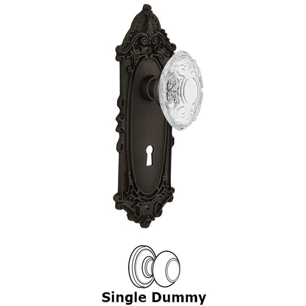 Nostalgic Warehouse Single Dummy - Victorian Plate With Keyhole and Crystal Victorian Knob in Oil-Rubbed Bronze