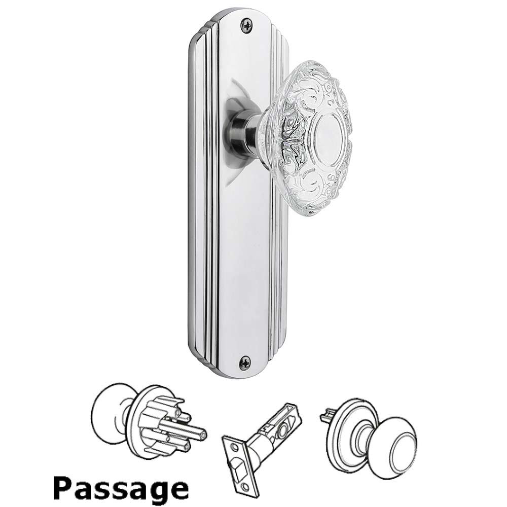 Nostalgic Warehouse Passage - Deco Plate With Crystal Victorian Knob in Bright Chrome