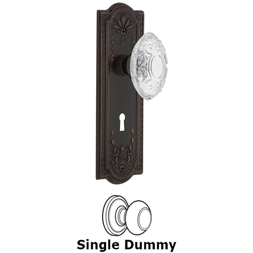 Nostalgic Warehouse Single Dummy - Meadows Plate With Keyhole and Crystal Victorian Knob in Timeless Bronze