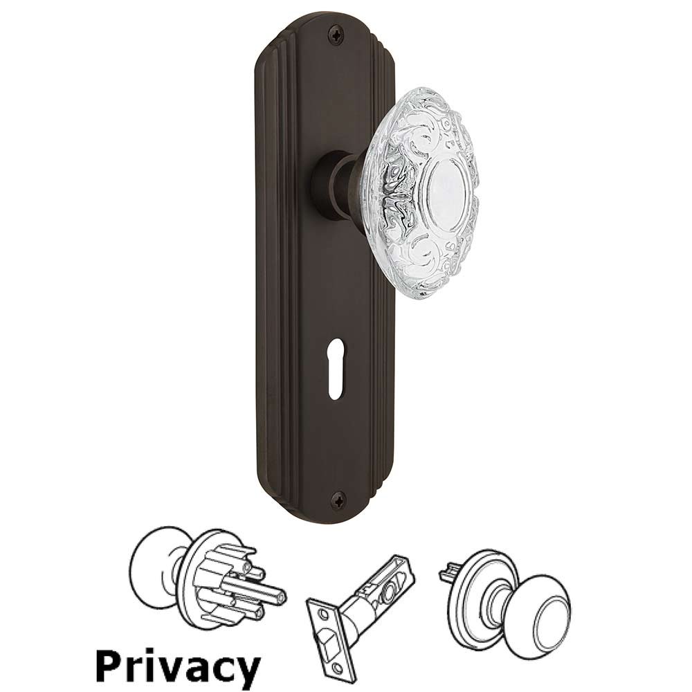 Nostalgic Warehouse Privacy - Deco Plate With Keyhole and Crystal Victorian Knob in Oil-Rubbed Bronze