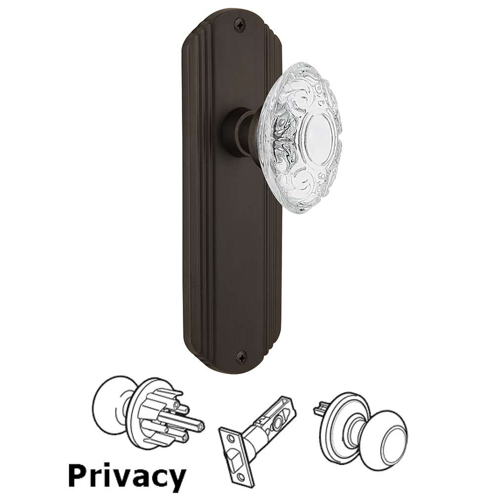 Nostalgic Warehouse Privacy - Deco Plate With Crystal Victorian Knob in Oil-Rubbed Bronze