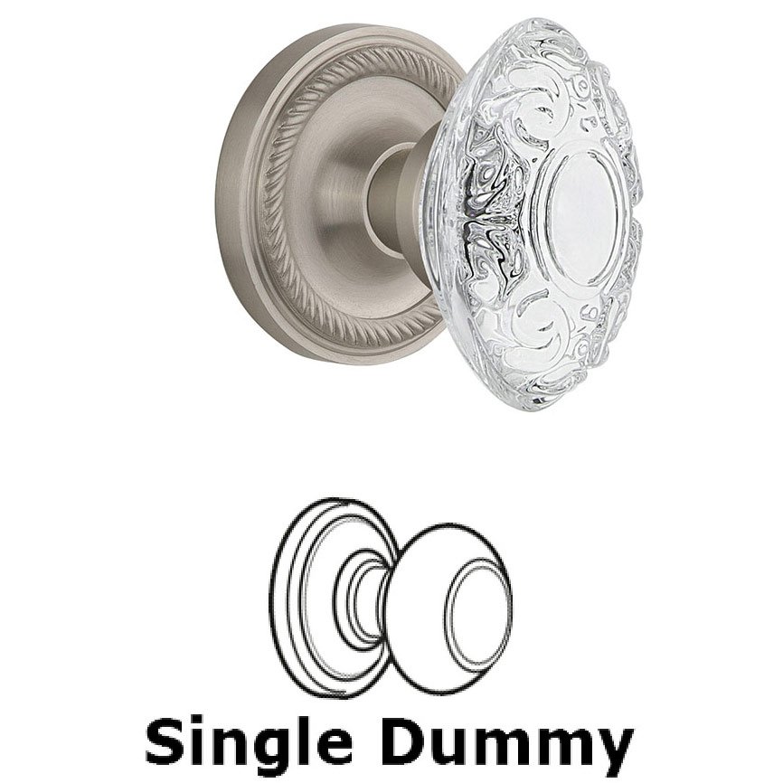 Nostalgic Warehouse Single Dummy - Rope Rosette With Crystal Victorian Knob in Satin Nickel