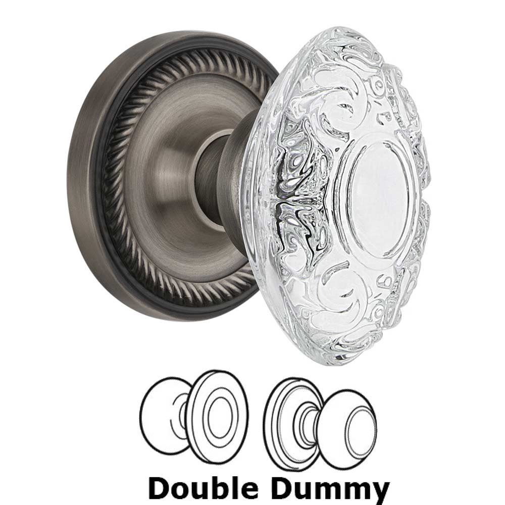 Nostalgic Warehouse Double Dummy - Rope Rosette With Crystal Victorian Knob in Antique Pewter