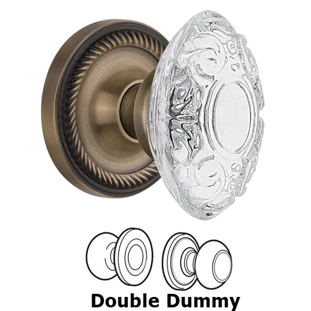 Nostalgic Warehouse Double Dummy - Rope Rosette With Crystal Victorian Knob in Antique Brass