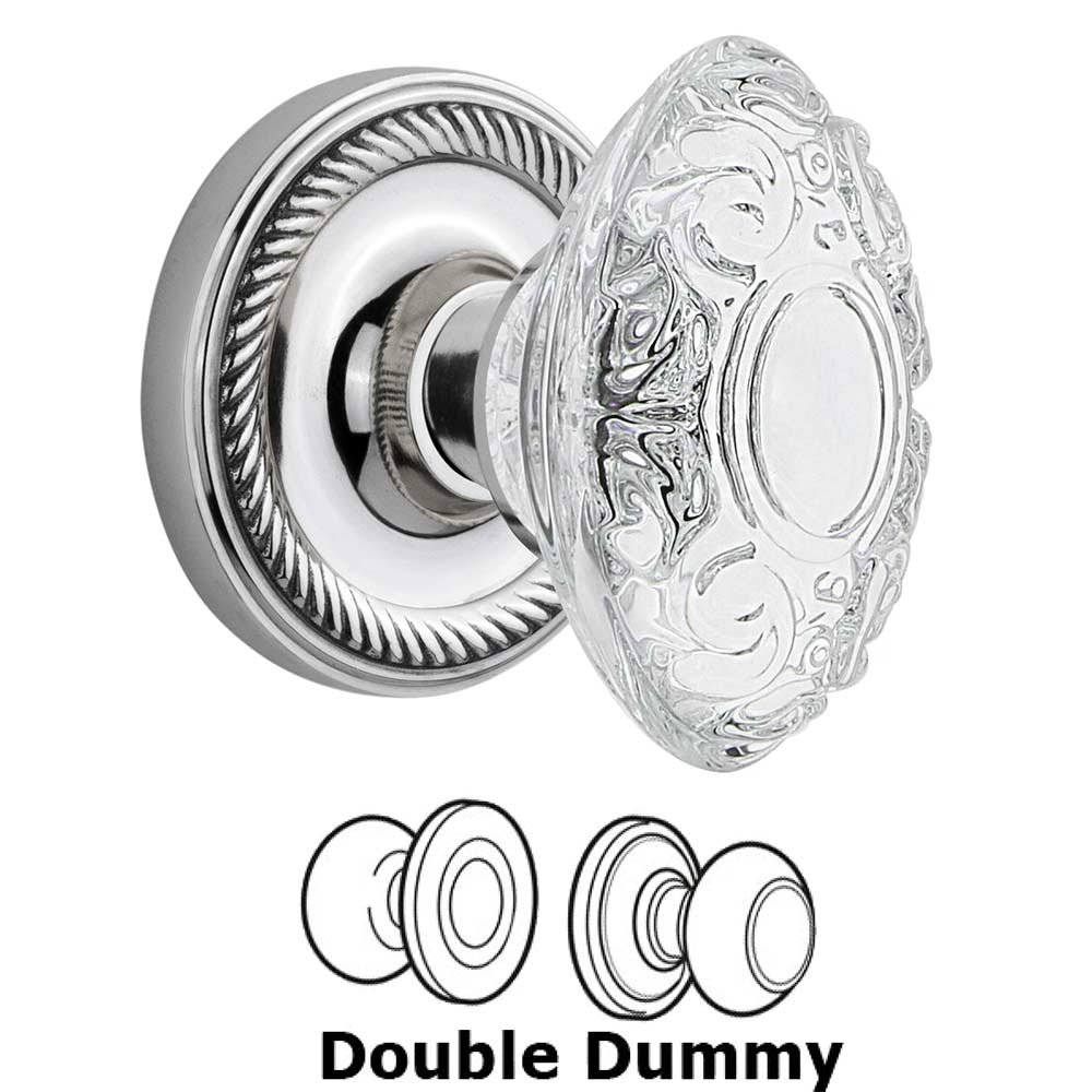 Nostalgic Warehouse Double Dummy - Rope Rosette With Crystal Victorian Knob in Bright Chrome
