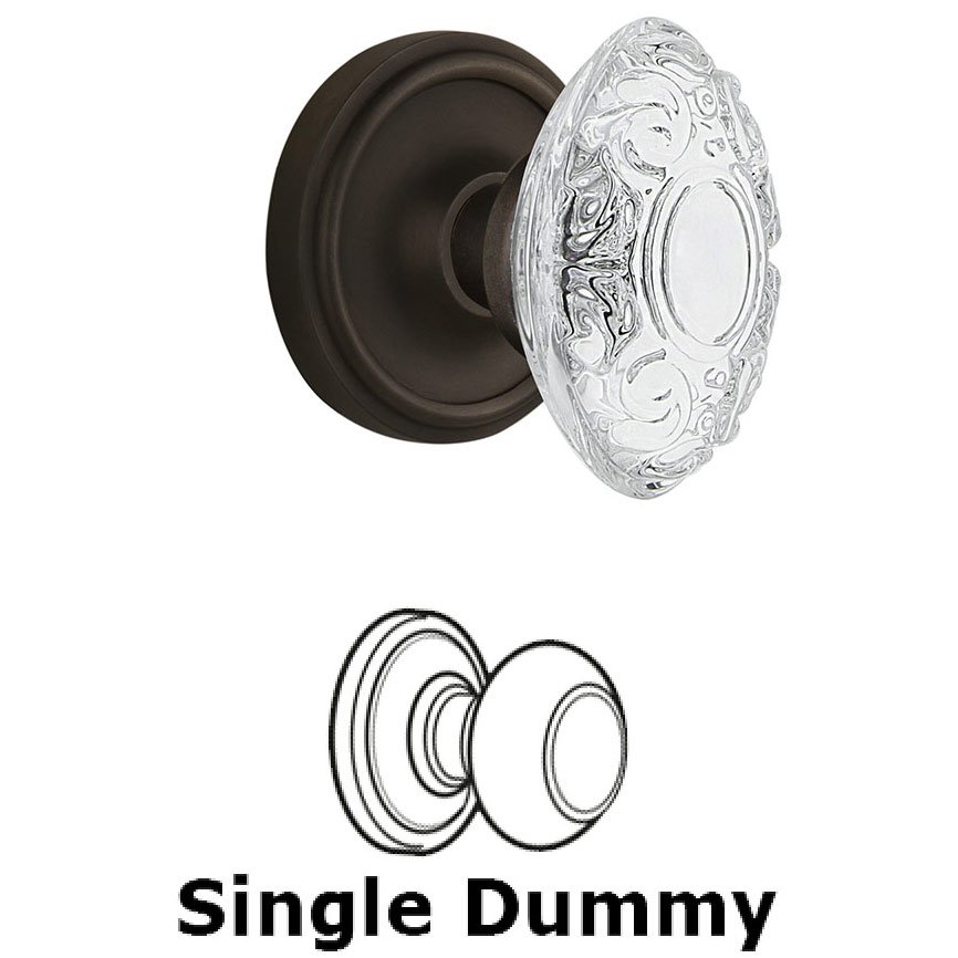Nostalgic Warehouse Single Dummy Classic Rosette With Crystal Victorian Knob in Oil-Rubbed Bronze