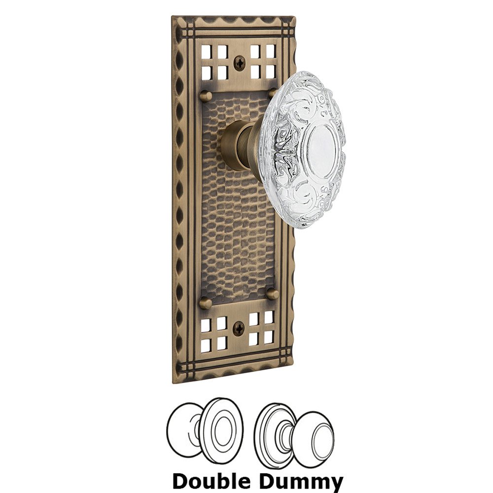 Nostalgic Warehouse Double Dummy - Craftsman Plate With Crystal Victorian Knob in Antique Brass