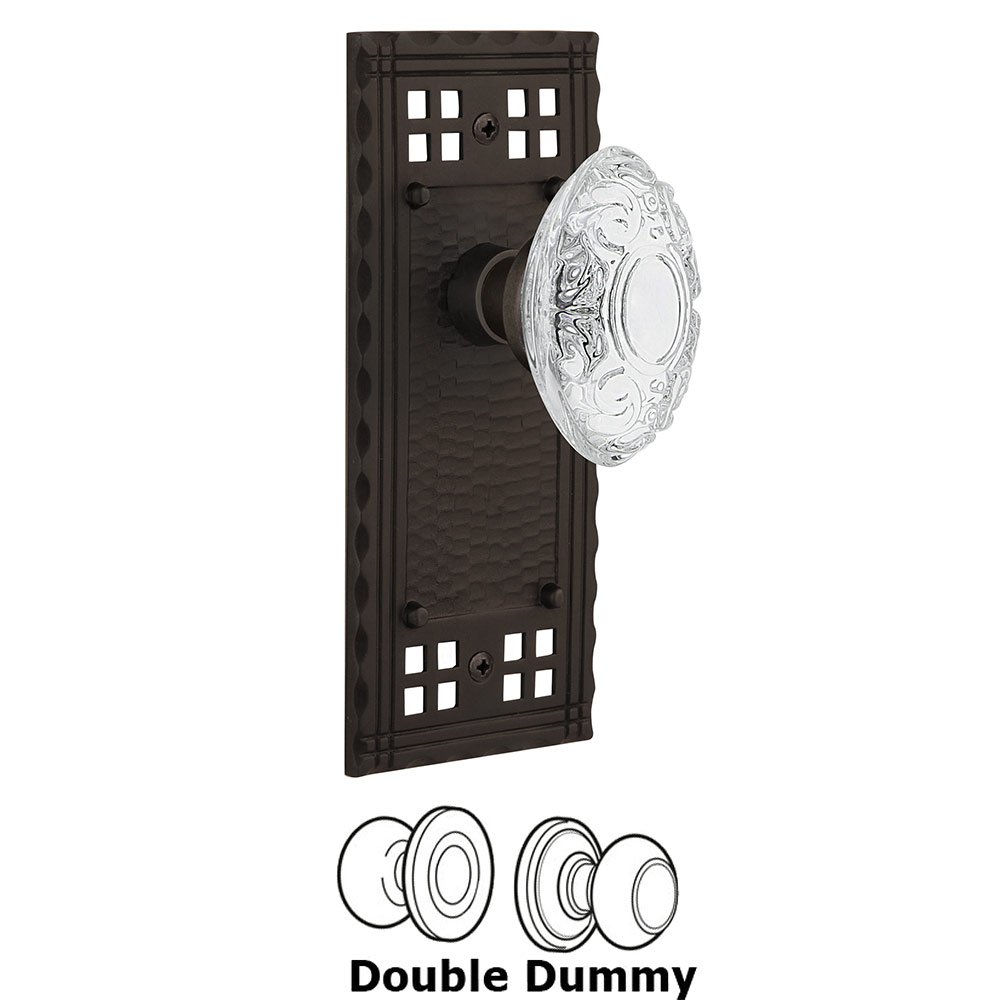 Nostalgic Warehouse Double Dummy - Craftsman Plate With Crystal Victorian Knob in Oil-Rubbed Bronze