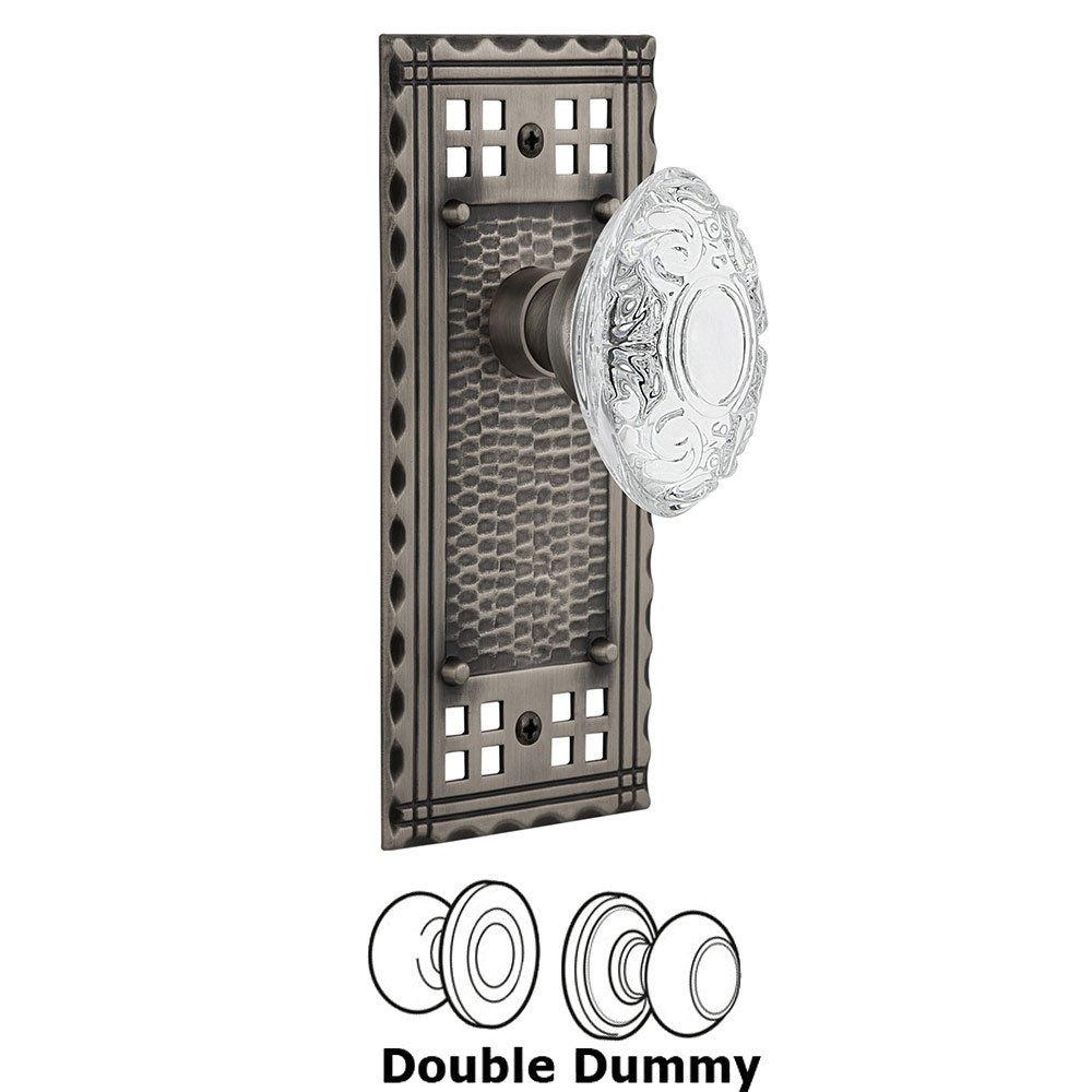 Nostalgic Warehouse Double Dummy - Craftsman Plate With Crystal Victorian Knob in Antique Pewter