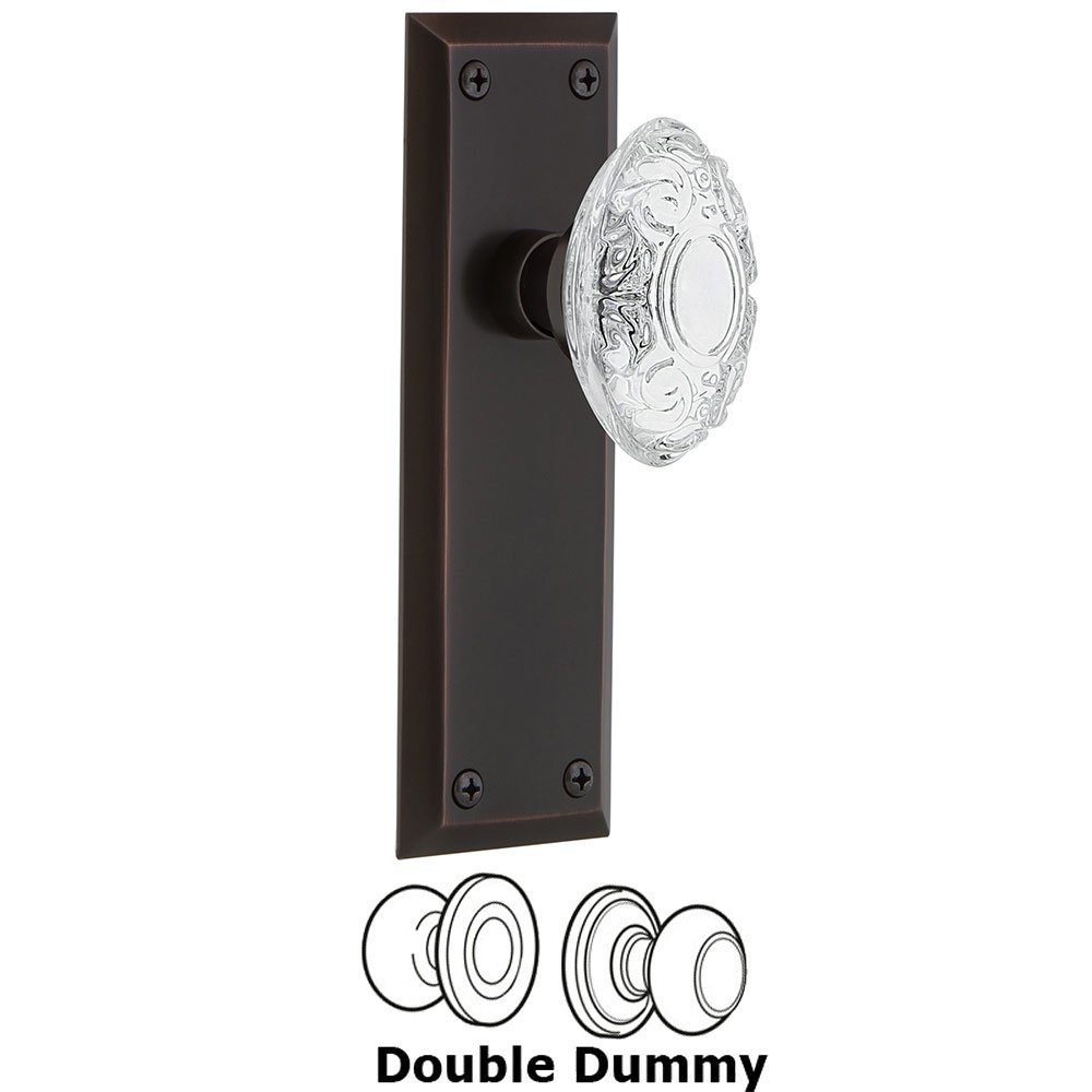Nostalgic Warehouse Double Dummy - New York Plate With Crystal Victorian Knob in Timeless Bronze