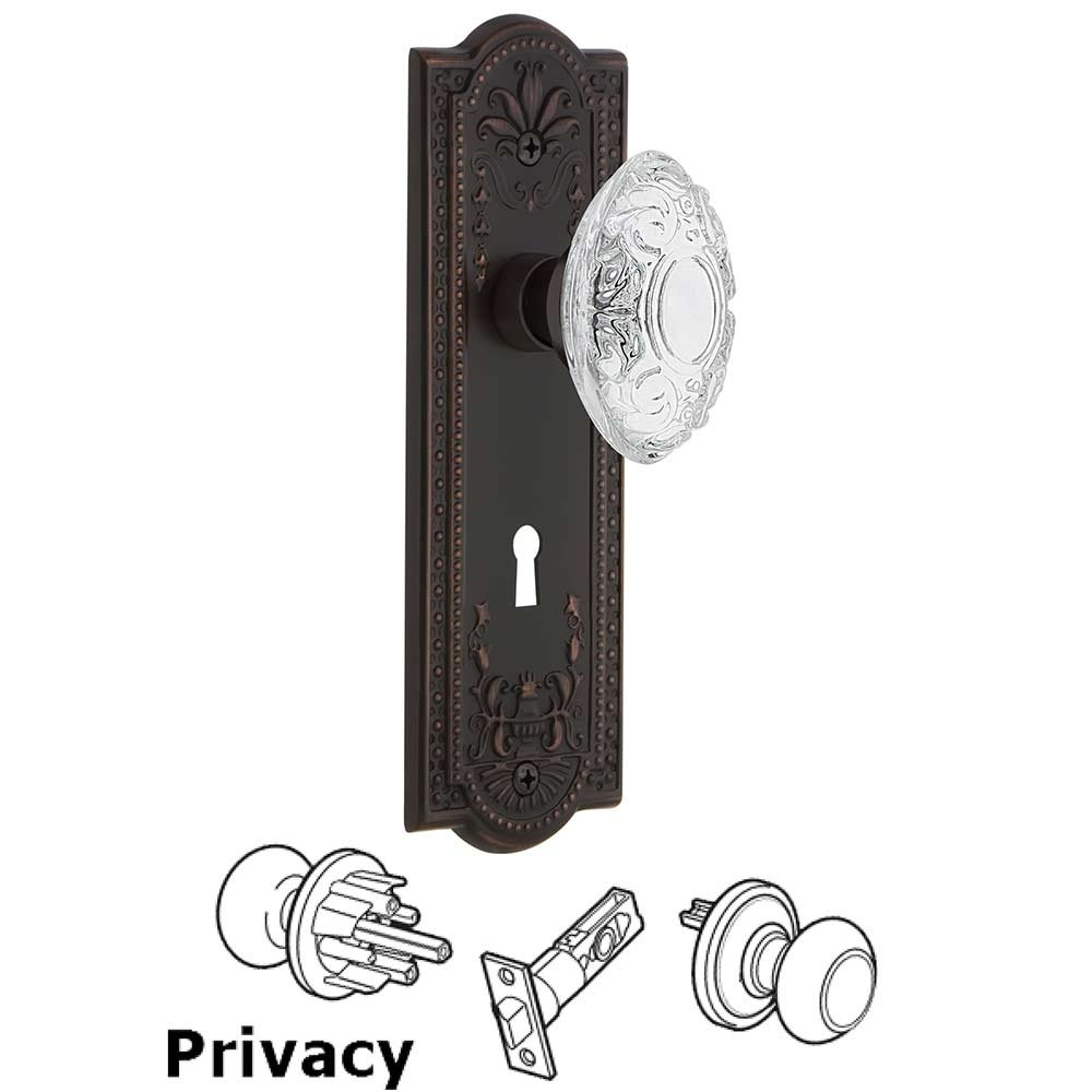 Nostalgic Warehouse Privacy - Meadows Plate With Keyhole and Crystal Victorian Knob in Timeless Bronze