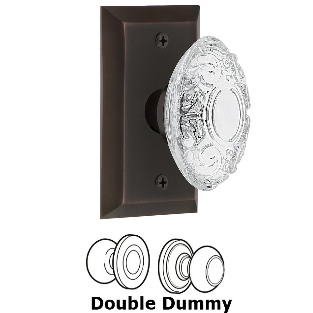 Nostalgic Warehouse Double Dummy - Studio Plate With Crystal Victorian Knob in Timeless Bronze