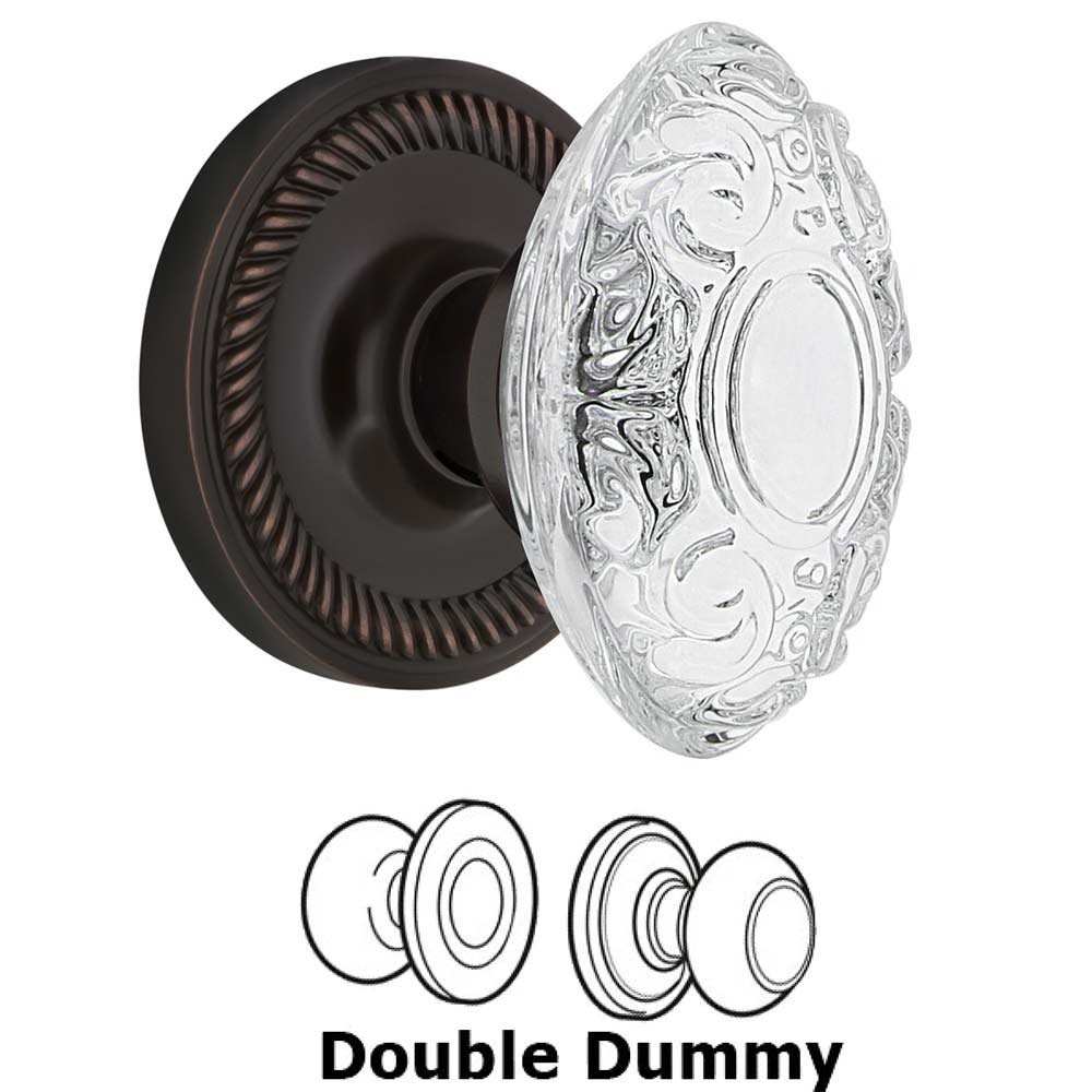 Nostalgic Warehouse Double Dummy - Rope Rosette With Crystal Victorian Knob in Timeless Bronze