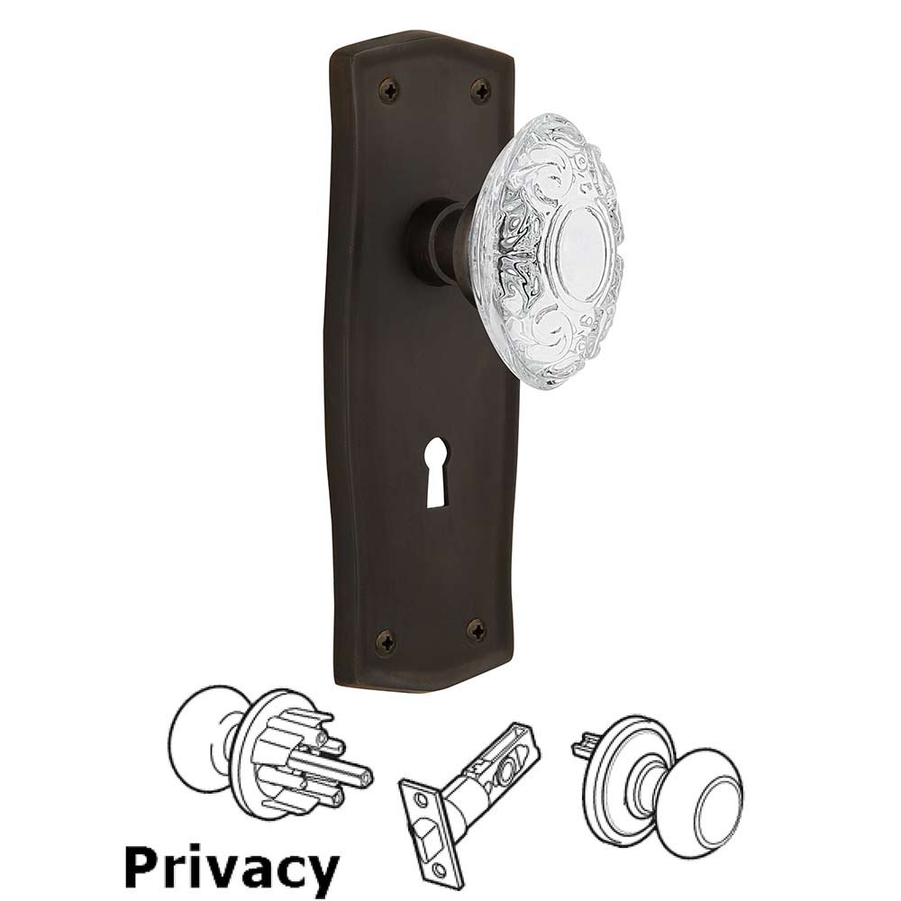 Nostalgic Warehouse Privacy - Prairie Plate With Keyhole and Crystal Victorian Knob in Oil-Rubbed Bronze