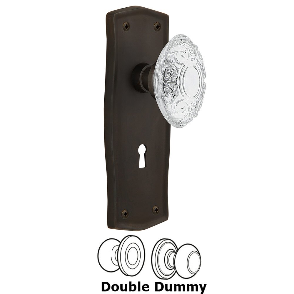 Nostalgic Warehouse Double Dummy - Prairie Plate With Keyhole and Crystal Victorian Knob in Oil-Rubbed Bronze
