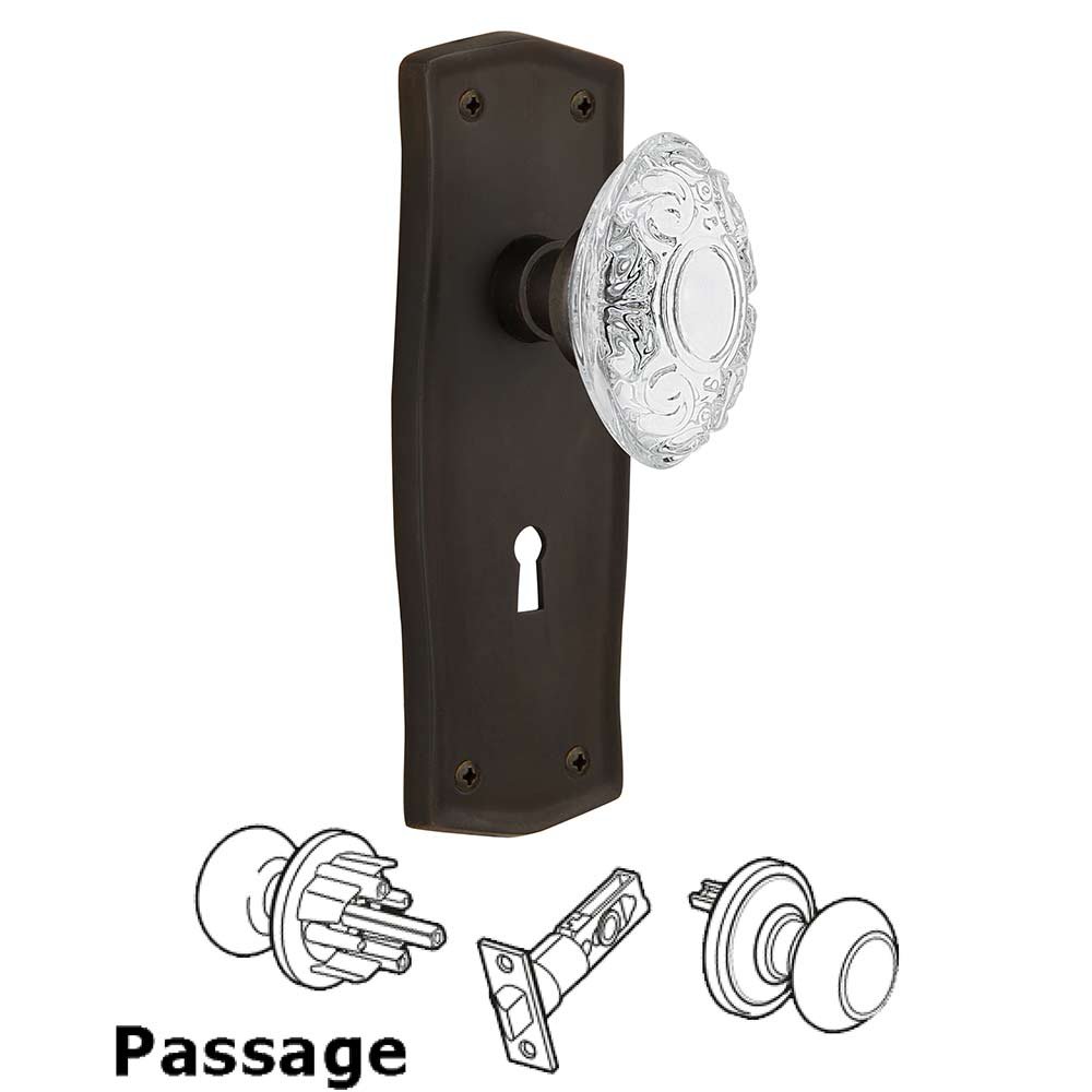 Nostalgic Warehouse Passage - Prairie Plate With Keyhole and Crystal Victorian Knob in Oil-Rubbed Bronze