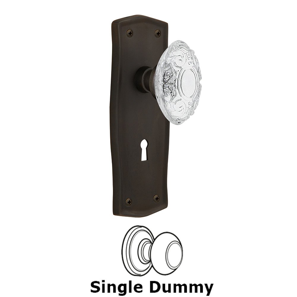 Nostalgic Warehouse Single Dummy - Prairie Plate With Keyhole and Crystal Victorian Knob in Oil-Rubbed Bronze