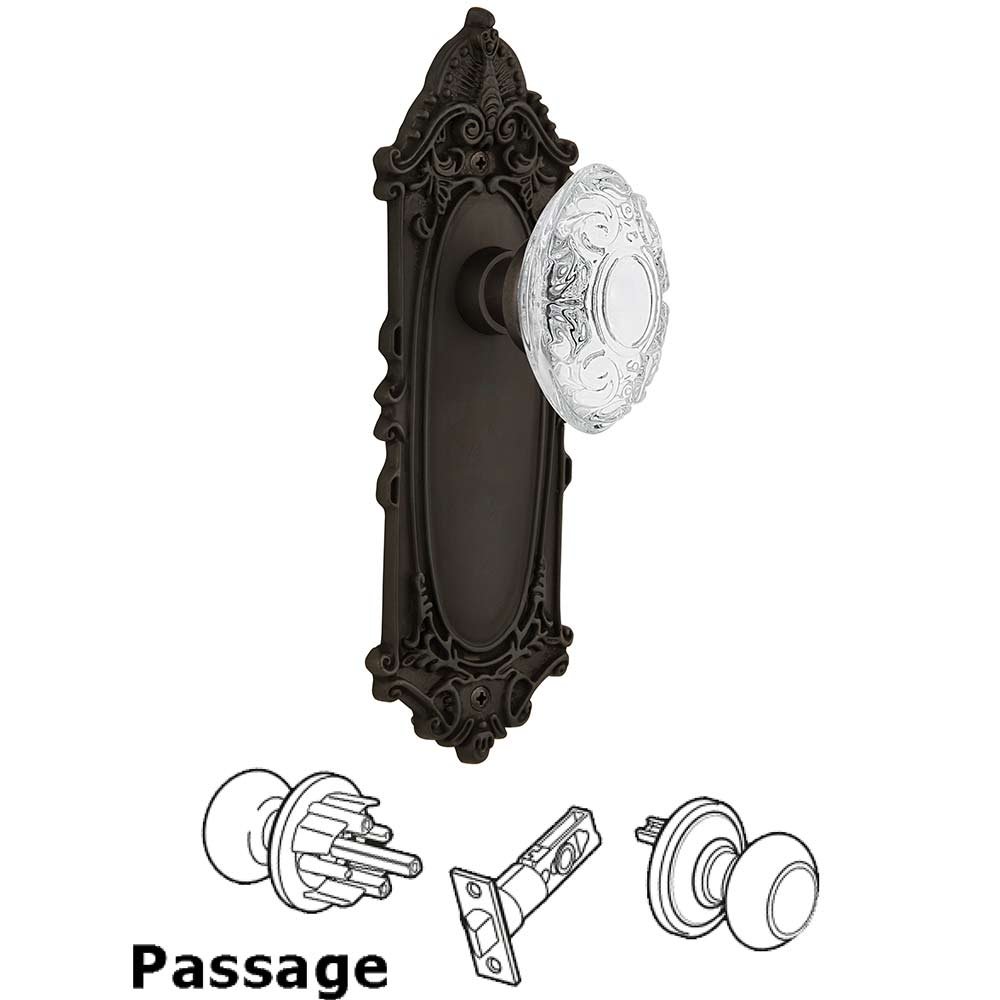 Nostalgic Warehouse Passage - Victorian Plate With Crystal Victorian Knob in Oil-Rubbed Bronze
