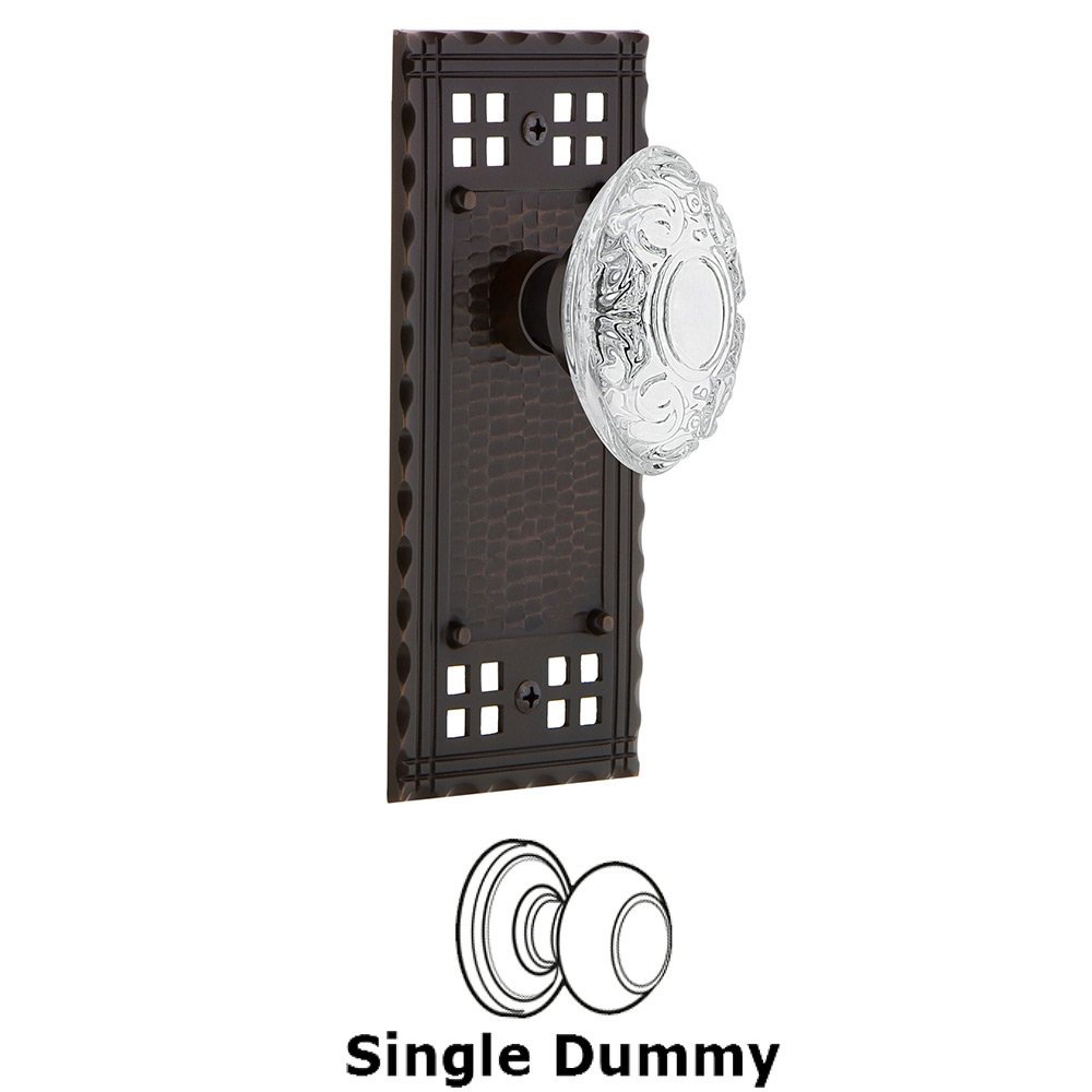 Nostalgic Warehouse Single Dummy - Craftsman Plate With Crystal Victorian Knob in Timeless Bronze